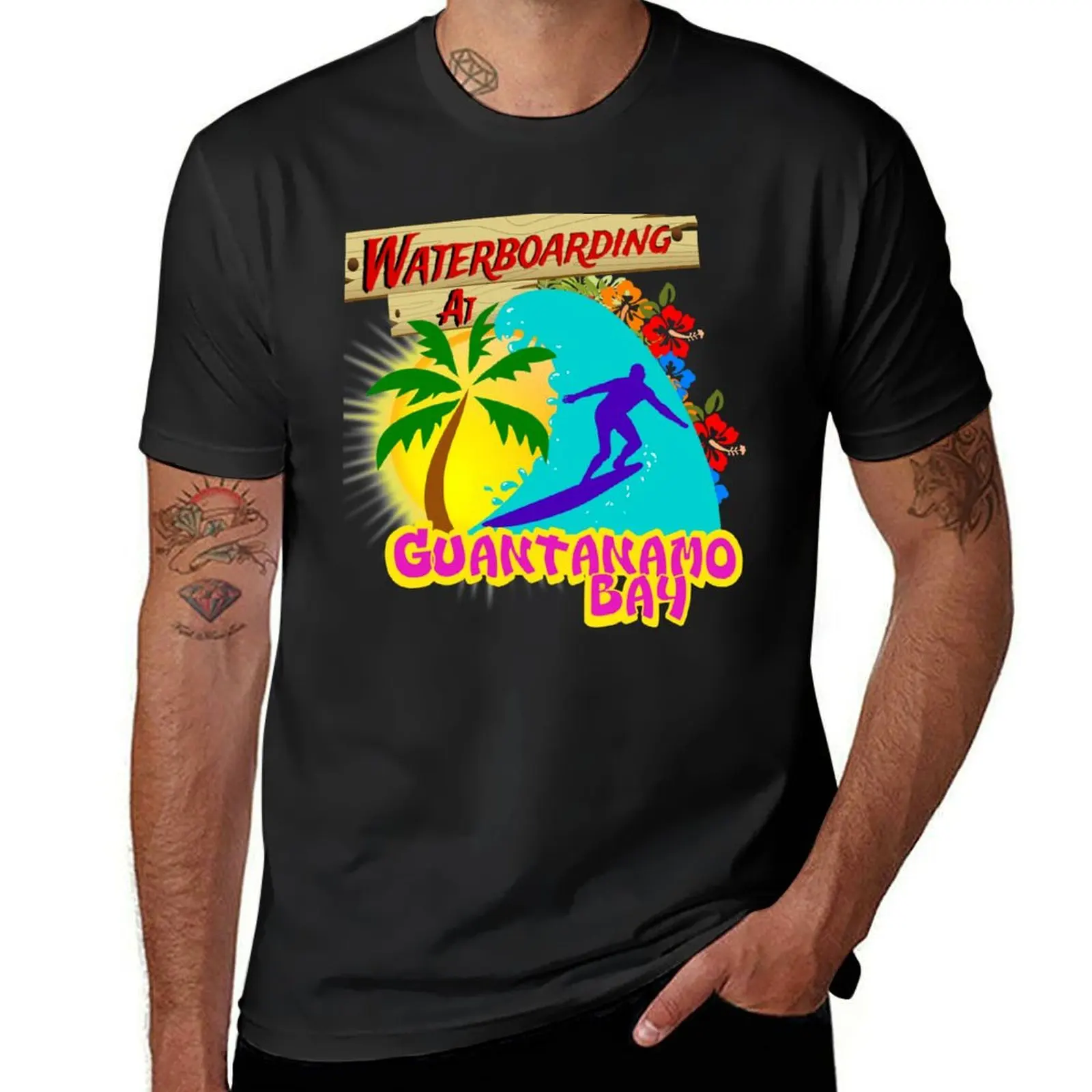 Waterboarding at Guantanamo Bay T-Shirt anime vintage clothes vintage tops T-shirts for men cotton