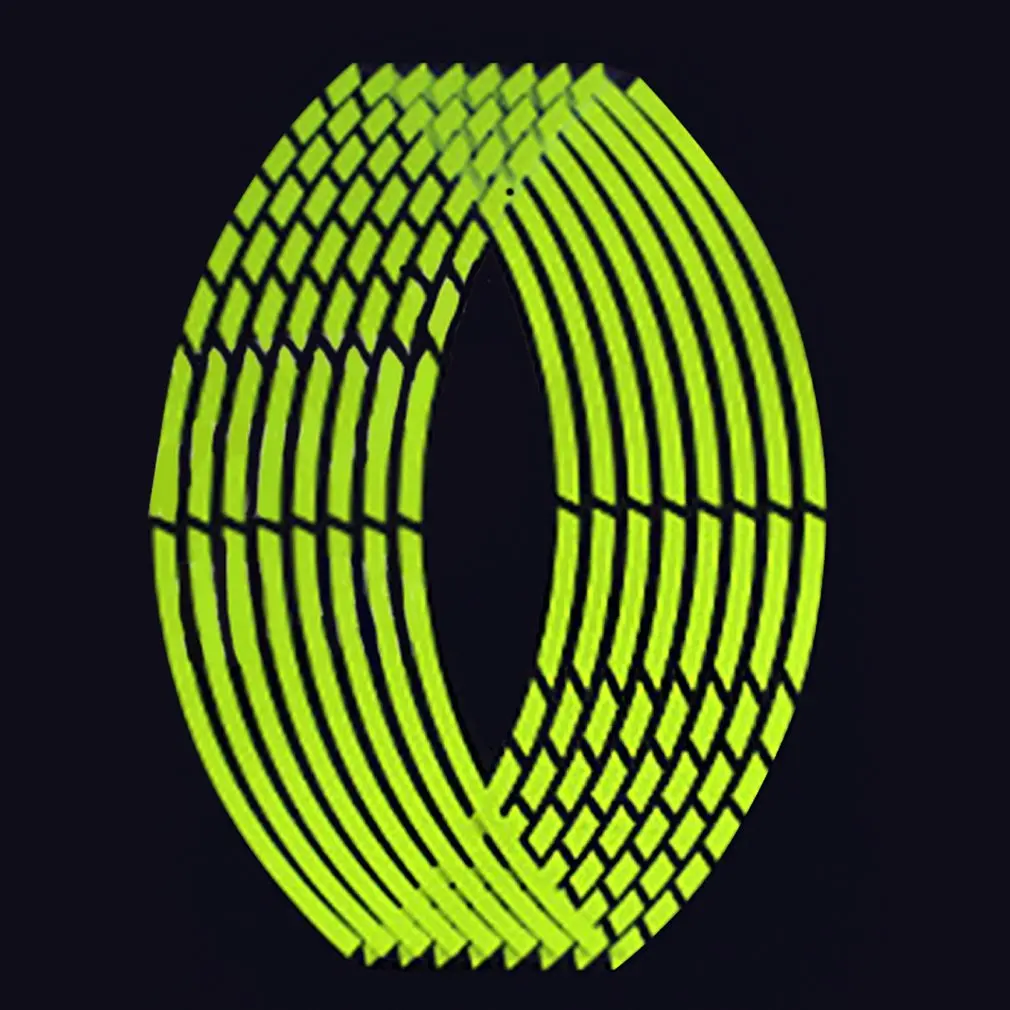 

Automobile And Motorcycle Wheel Stickers Pvc Fluorescent Green Section Reflective Stickers Wheel Stickers