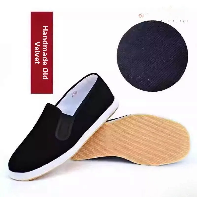 Handmade Beijing Cloth Shoes Traditional Rural Men's Women's Spring Autumn Breathable Corduroy Multi-Layer Sole Sports Casual