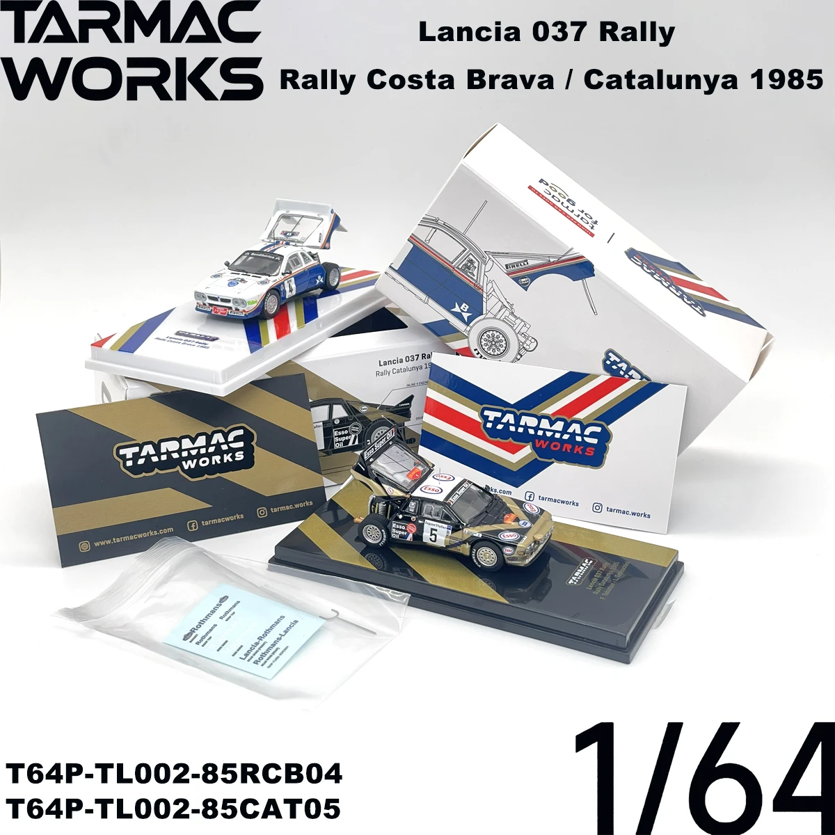 Tarmac Works(TW) 1:64 Lancia 037 Rally 1985 Rally Costa Brava Catalunya Two Versions Group B Diecast Collectible Model Vehicles