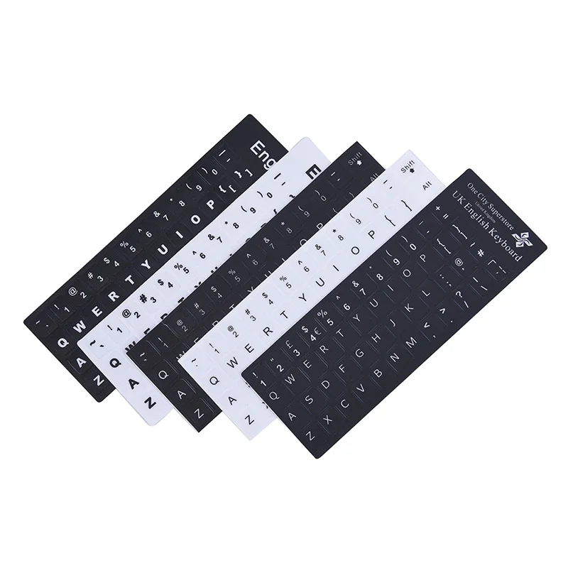 English Keyboard Replacement Stickers White on Black Any PC Computer Laptop