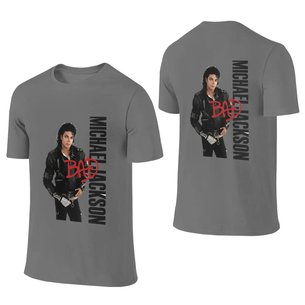 King Of Pop Red Vintage Portrait Fan Art American Retro Reversible T-shirt Korean Style Lazy Versatile Inner Layer Short Sleeve