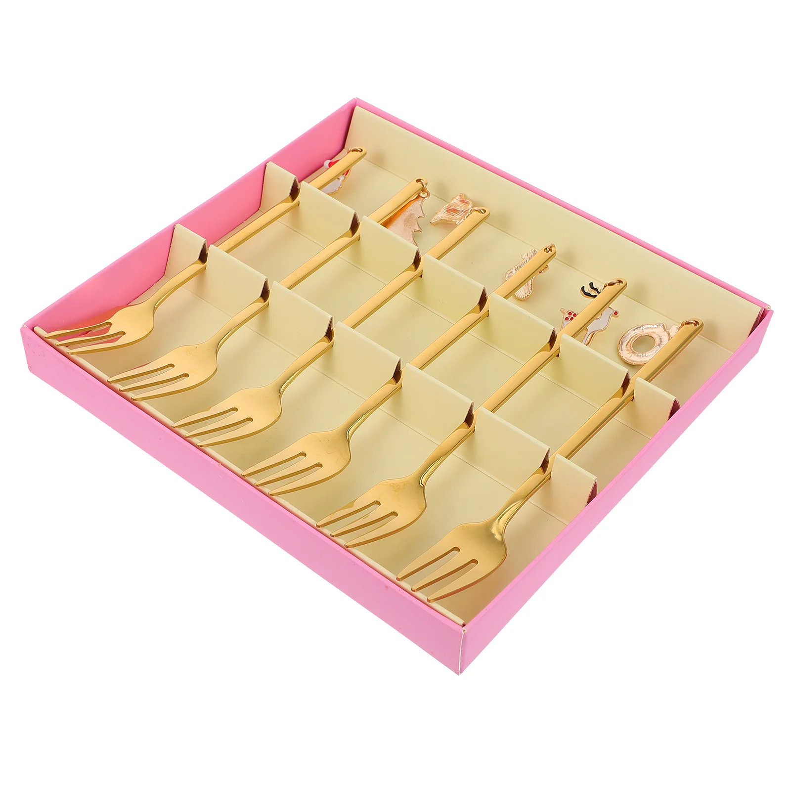 

6 Pcs Christmas Spoon Gift Box Dessert Lids Spoons Cups Stirring Coffee Forks Festival Cake