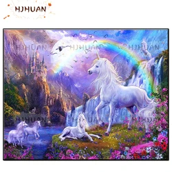 5D Rainbow unicorn Diamond Painting Full Round Drill Mosaic Diamond Embroidery Cross Stitch Kits Home Decor Christmas Gift