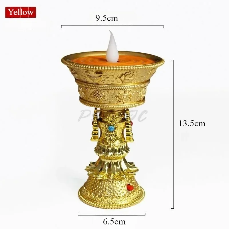 Buddha Smokeless Lamp for Buddha Alloy Lamp for Buddha LED Electronic Butter Lamp Hidden Eight Auspicious Eternal Light For