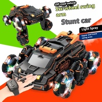 6 Wheels Spray RC Stunt Car 4WD Swing Arm Drift Vehicle Gesture Induction Deformation Remote Control Car with Light Boy RC Toys