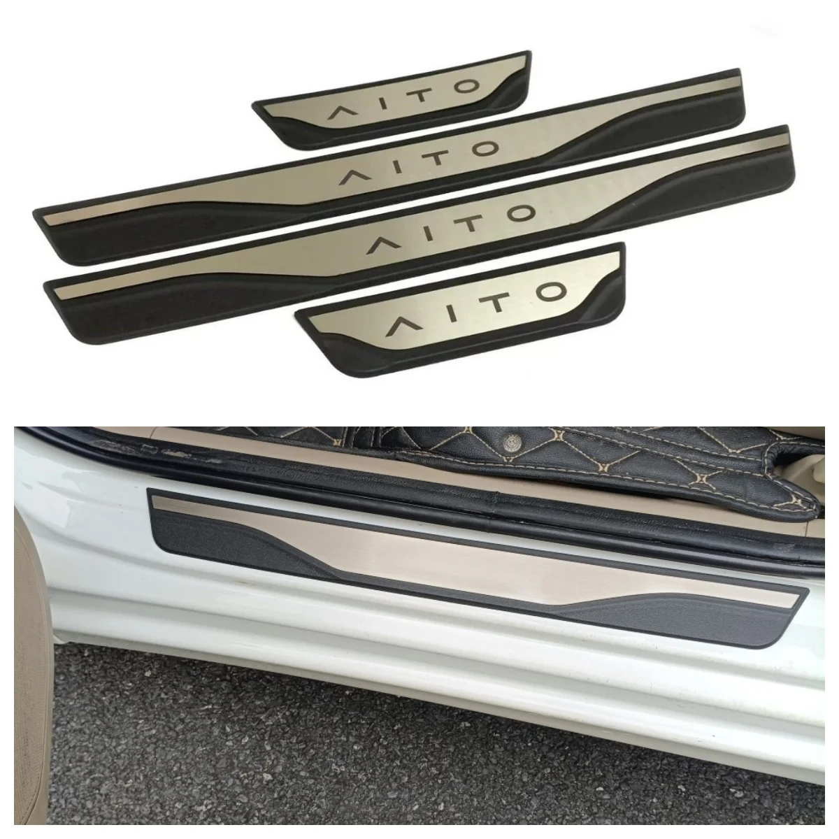 For SERES 5 7 9 AITO 5 7 9 Car Door Sill Scuff Plate Welcome Pedal Threshold Protector Sticker ABS Steel Auto Interior Accessory