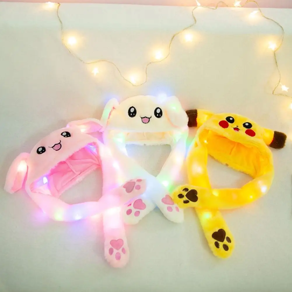 Brilhante Movendo Coelho Orelhas Chapéu De Pelúcia, Chapéu de Inverno, Orelhas Tocantes Brinquedo Kawaii Cartoon, Chapéu Engraçado, Luz Top Presente para Adultos e Crianças