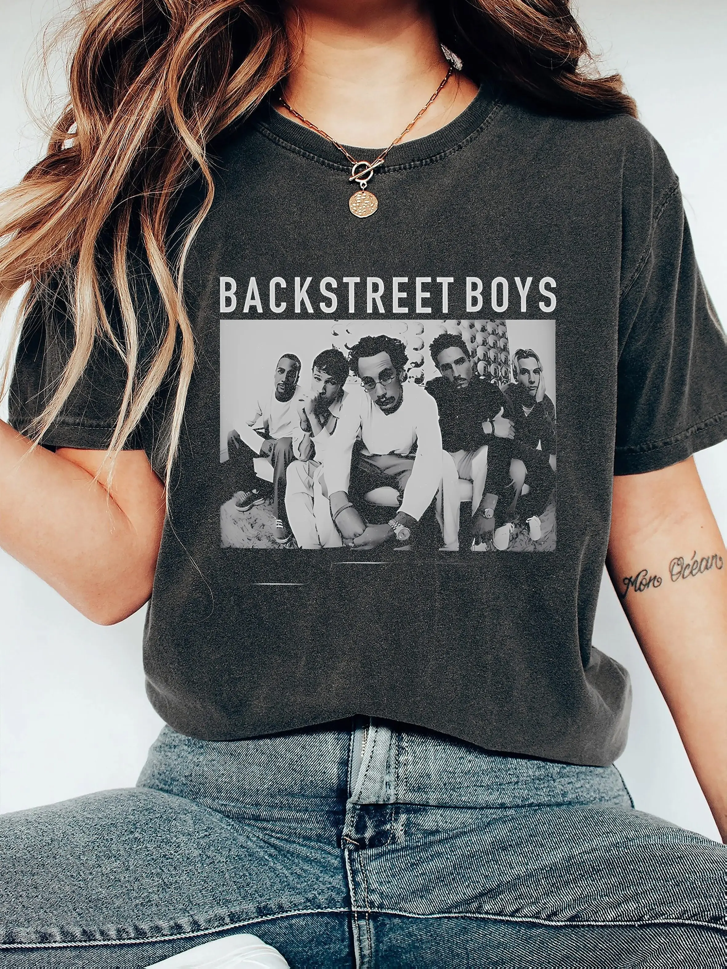 Camiseta feminina de algodão casual inspirada em "Backstreet Boy" de verão com design de letra "BABYS", tecido de malha 100% macio