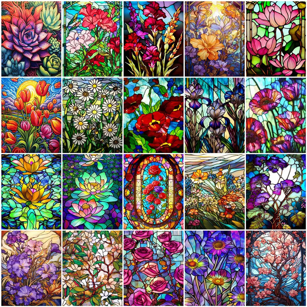 Ever shine Glasmalerei Diamant Stickerei Tulpe Handwerk Kit Lotus Malerei Blume Voll bohrer Mosaik Strass Bilder Wand kunst