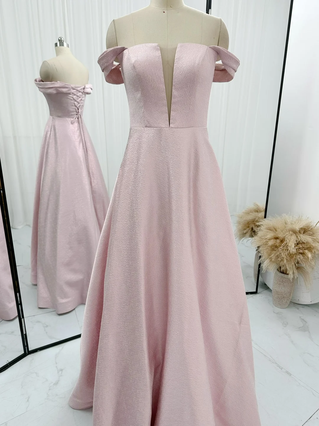 Falda de vestido de banquete de día sensorial de lujo SatinLight, Top de tubo rosa claro, alto nivel, M1272