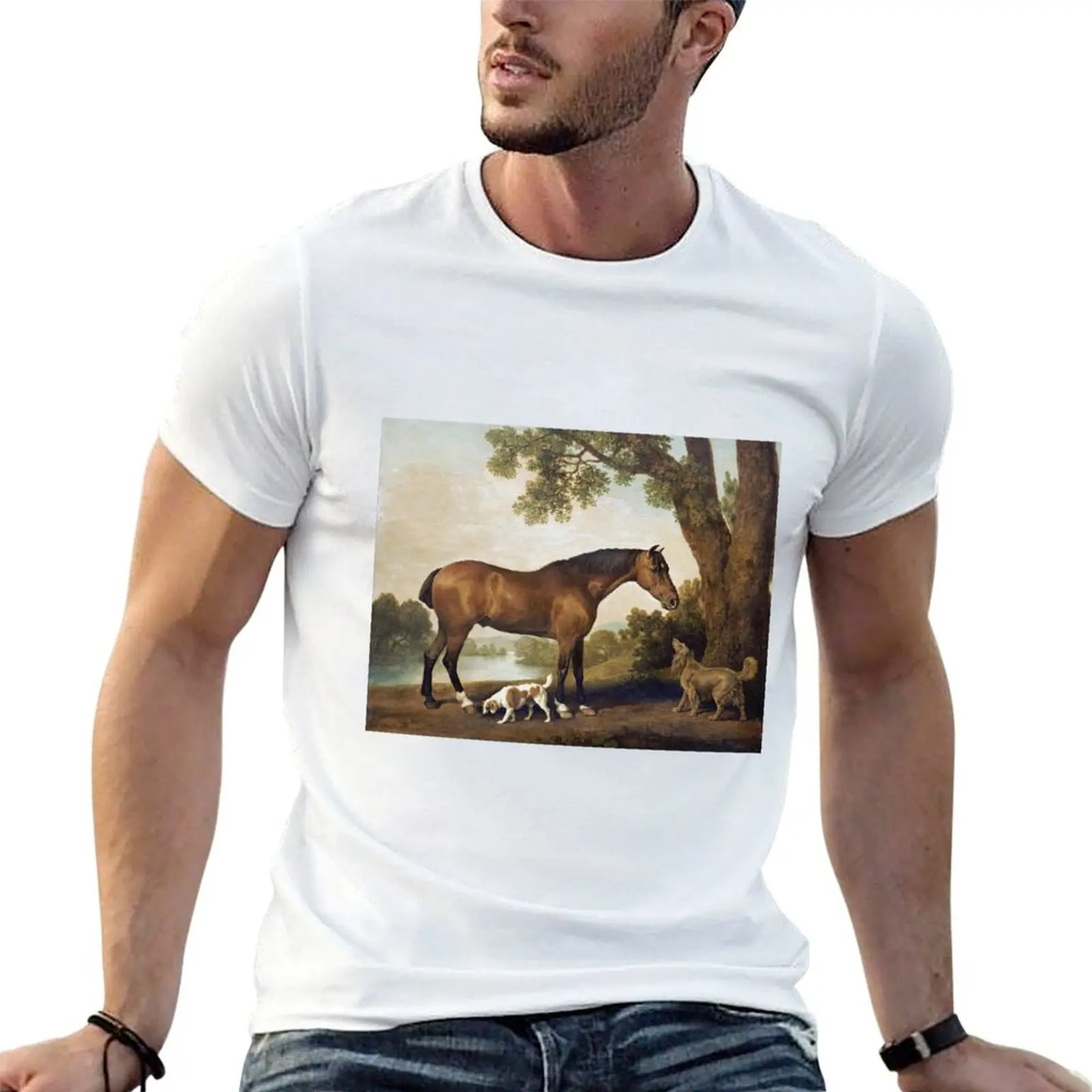 George Stubbs - A Bay Hunter, A Springer Spaniel And A Sussex Spaniel, 1782 T-Shirt Performance Workout Short Sleeve Tee