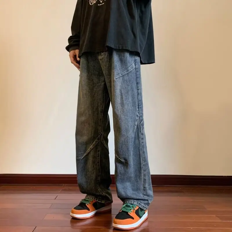 Vaqueros de pierna ancha para hombre, pantalones holgados y rectos, nuevos pantalones de calle para niños, monos de primavera y verano