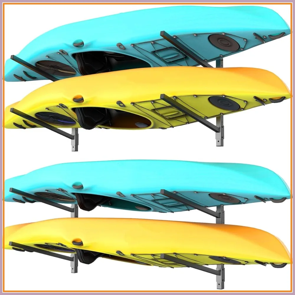 

Heavy Duty Wall Mounted Kayak Storage Rack for Garage, Adjustable Hangers, Holds 220 lbs