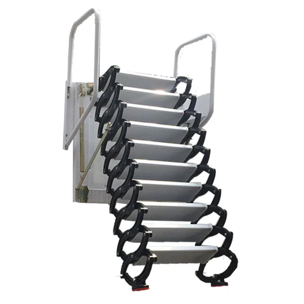 

Folding Loft Ladder Stairs Steel Metal Large Wall Mounted Loft Wall Ladder 2.5-3M Height Extend Folding Stairs Hidden Ladder