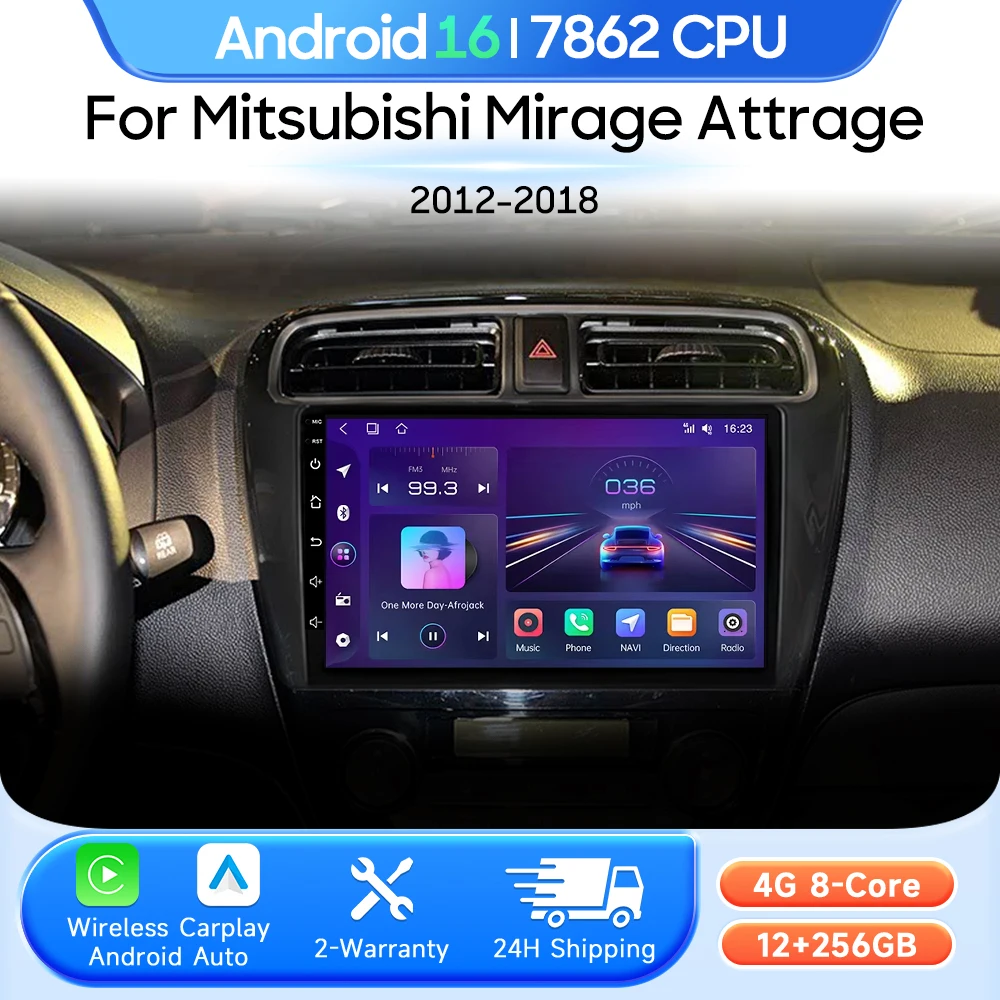 Car Multimedia Player For Mitsubishi Mirage Attrage 2012 - 2018 Android 16 Radio Carplay Auto 2din GPS Navigation Stereo Video