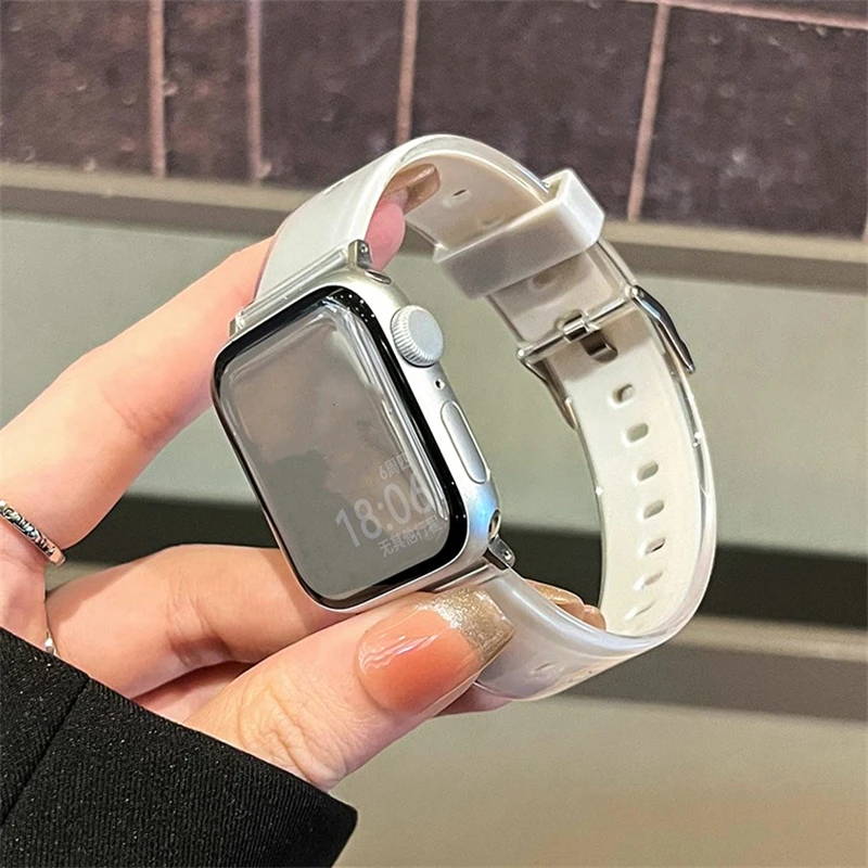 Girls Jelly Silicone Strap For Apple Watch Band Ultra 2 44 40 45 41MM Sports Bracelet For iWatch 4 5 6 SE 7 8 9 49mm 38/42mm