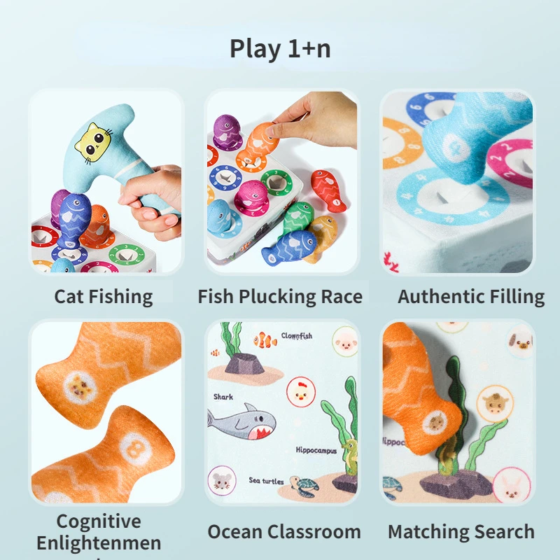 Juguetes de pesca educativos Montessori para niños, juguetes de pesca de felpa de Educación Temprana, cognición Digital de Color, regalo de cumpleaños