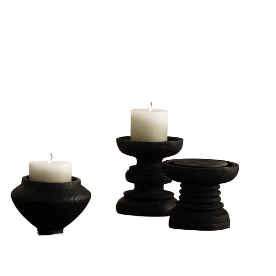 

Solid wood candle holder ornaments Vintage homestay wax candle holder decoration candle holders home decor