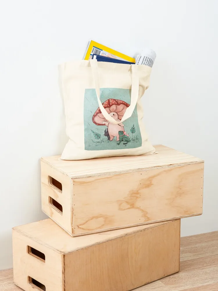 Mushroom Umbrella on a Rainy Day Tote Bag Women's tote bag bags luxury women canvas bags Customizable tote bag