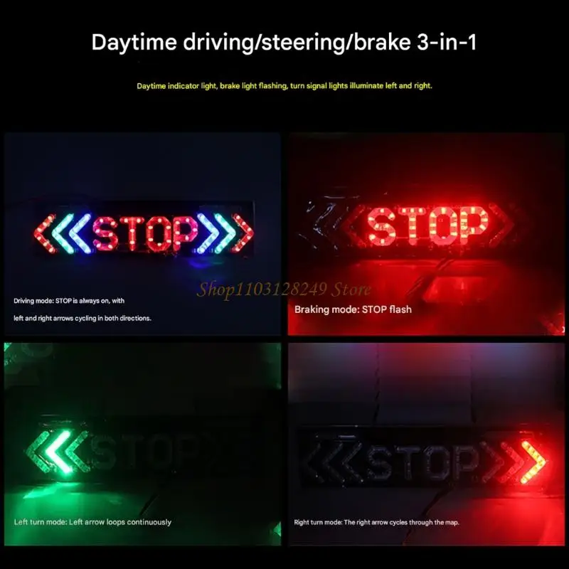 N5KD Modern Arrows Design LED Flashing Motorcycle Brake Light For Enhanced Visibility