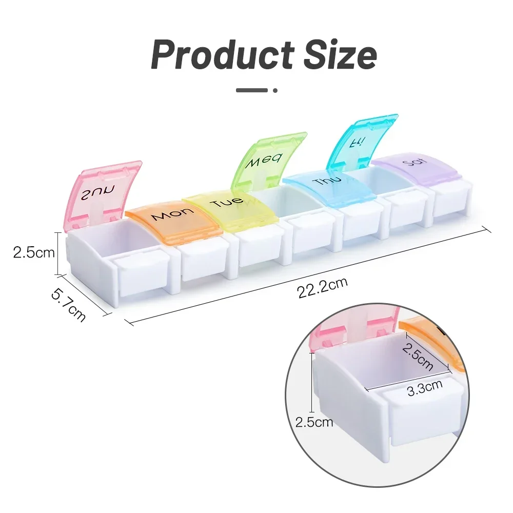 Weekly Pill Organizer BPA Free 7 Day Pill Box Case Large Compartment to Hold Vitamins, Cod Liver Oil, Supplements and Medication