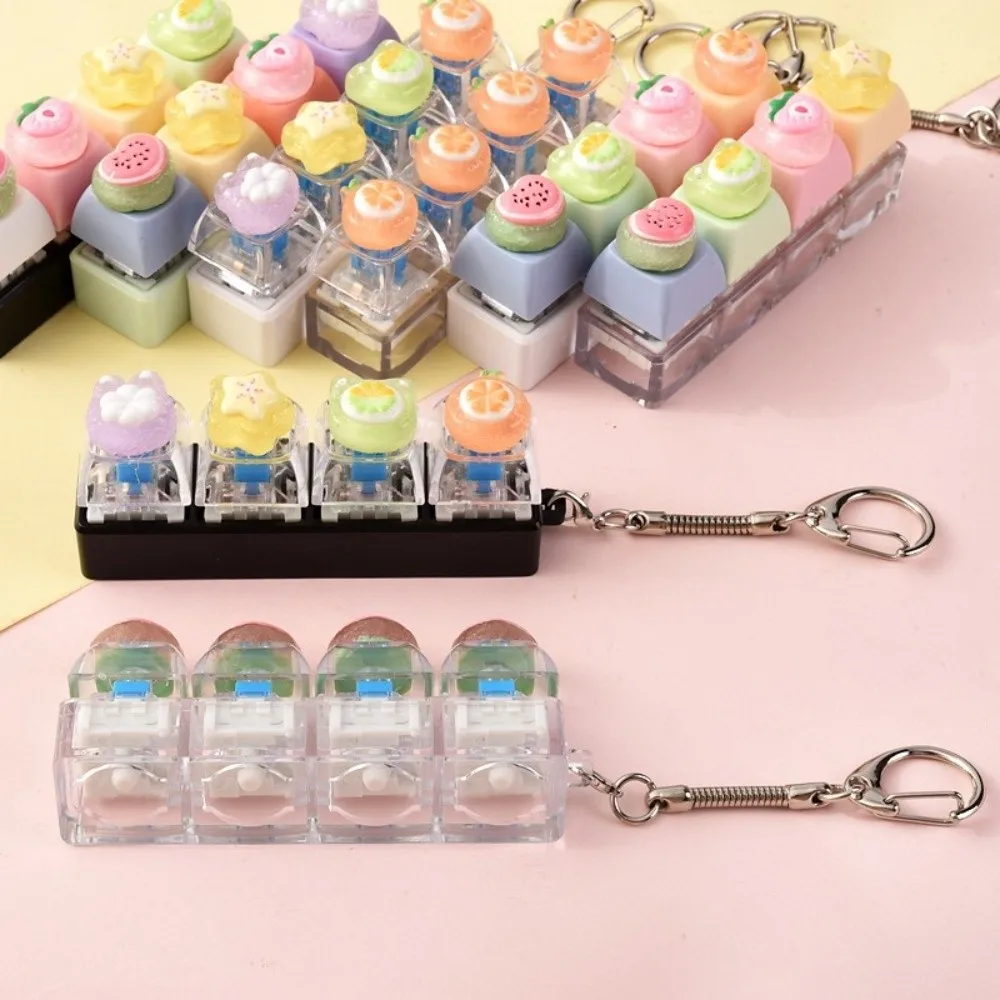 Pressure Reducer 4-Key Fidget Keychain Fruit Portable Reduce Pressure Mini Smooth Mini Keychain Pendant Travel Companion