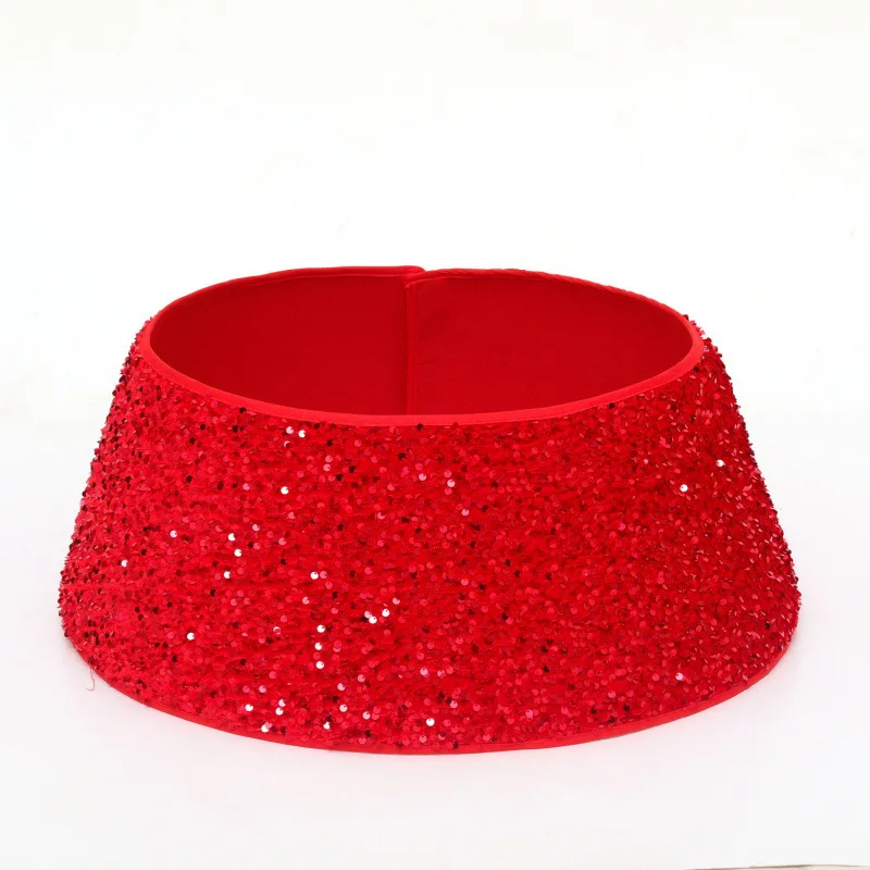 Sequin Christmas Tree Collar Fabric Tree Base Ring Magic Tape Design Xmas Home Party Decoration Multiple Styles