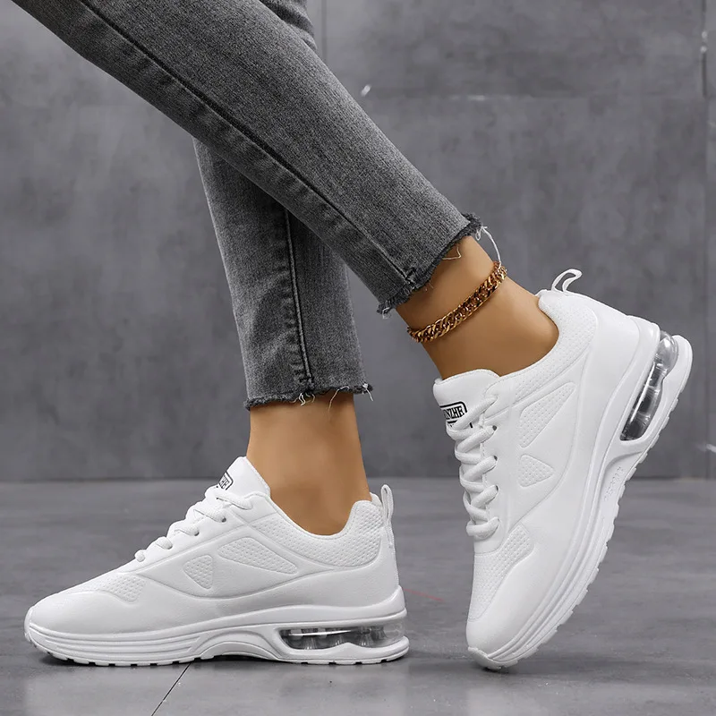 Frauen Mode Luftpolster Turnschuhe PU Leder Laufschuhe Anti-slip Outdoor Sport Schuhe Elastische Gym Trainer – Detail 2