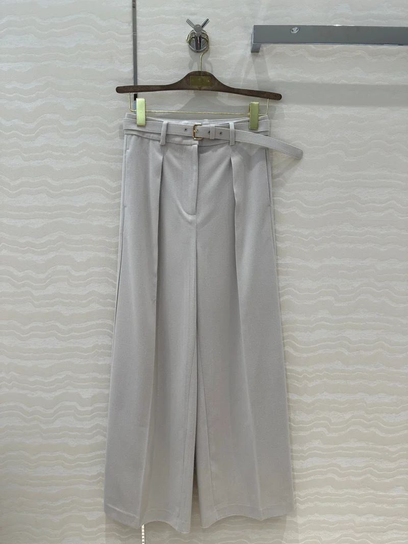 2024 Autumn/Winter New Women's Fashion Loose Casual Metal Buckle Waist, Medium High Waist Straight Leg Pants