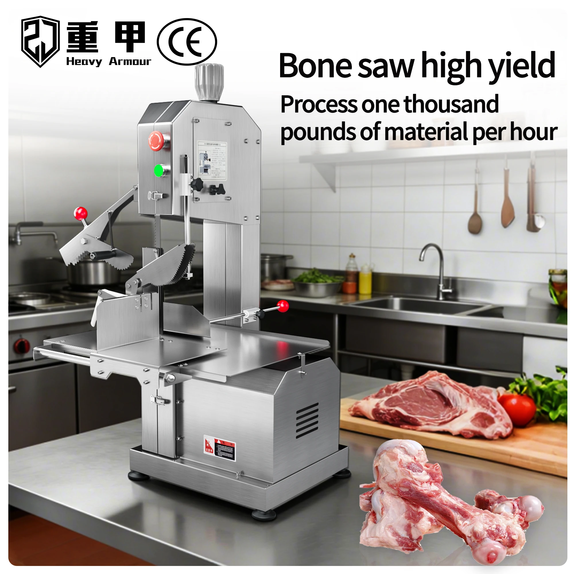 Professional Automatic Meat Bone Cutting Machine Powerful Motor Core Commercial Frozen Meat Sawing Precise Processing