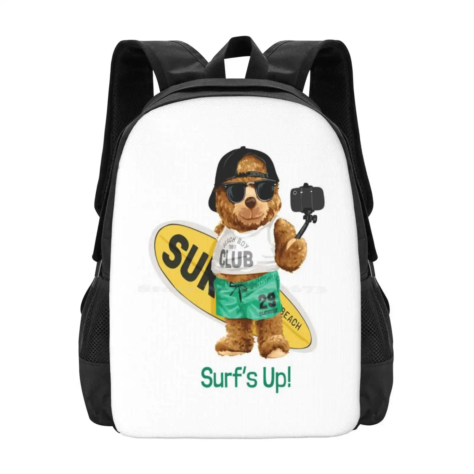 Surf's Up pluszowy plecak dla ucznia szkolny Laptop torba podróżna surfingowa deska surfingowa plażowa lato Sand Sea Sassy Chill