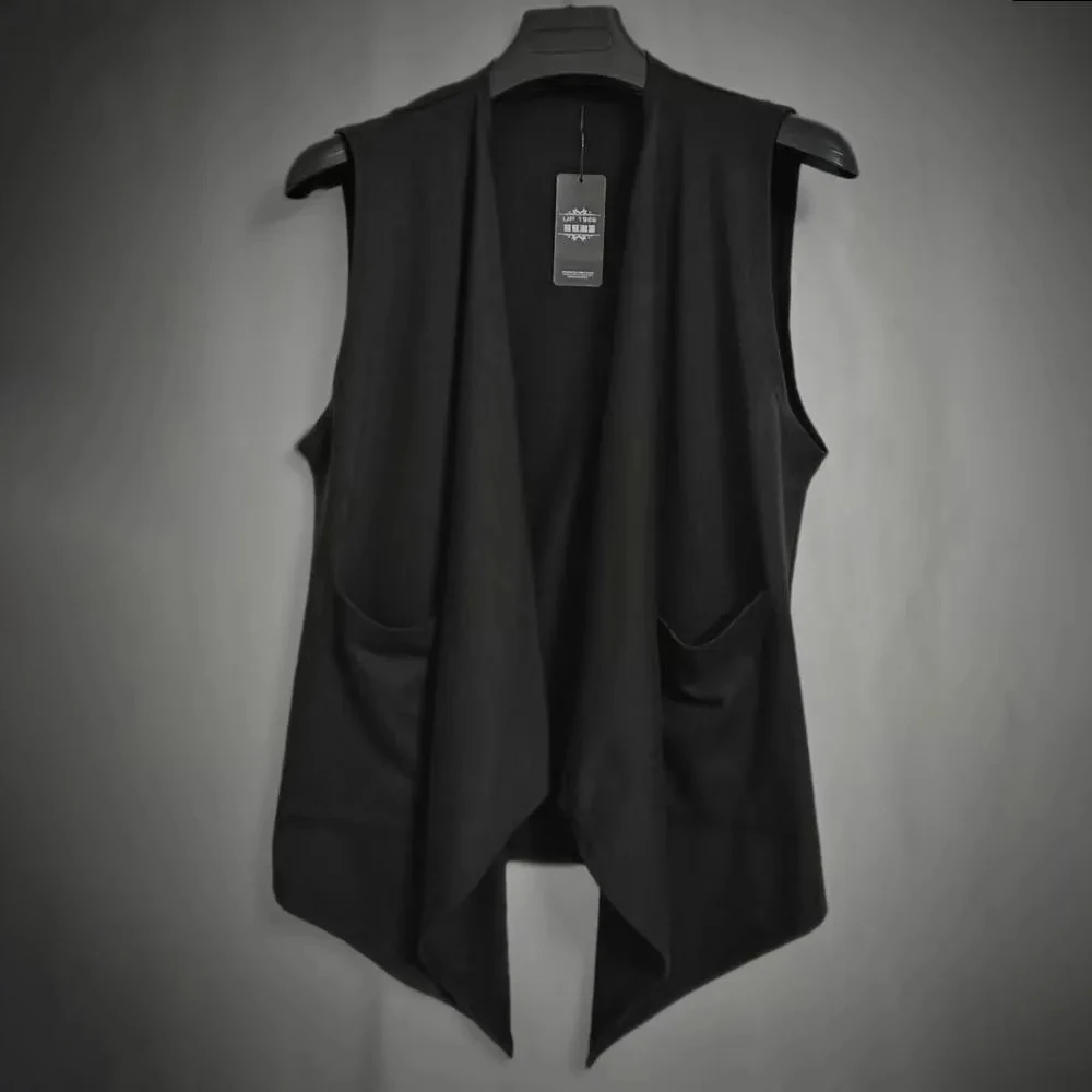 Y2k Cape Luar Gelap Unisex Fashion Musim Panas Streetwear Fashion Outdoor Klub Malam Remaja Selendang Polos Rompi Rompi Unisex 2025 Baru