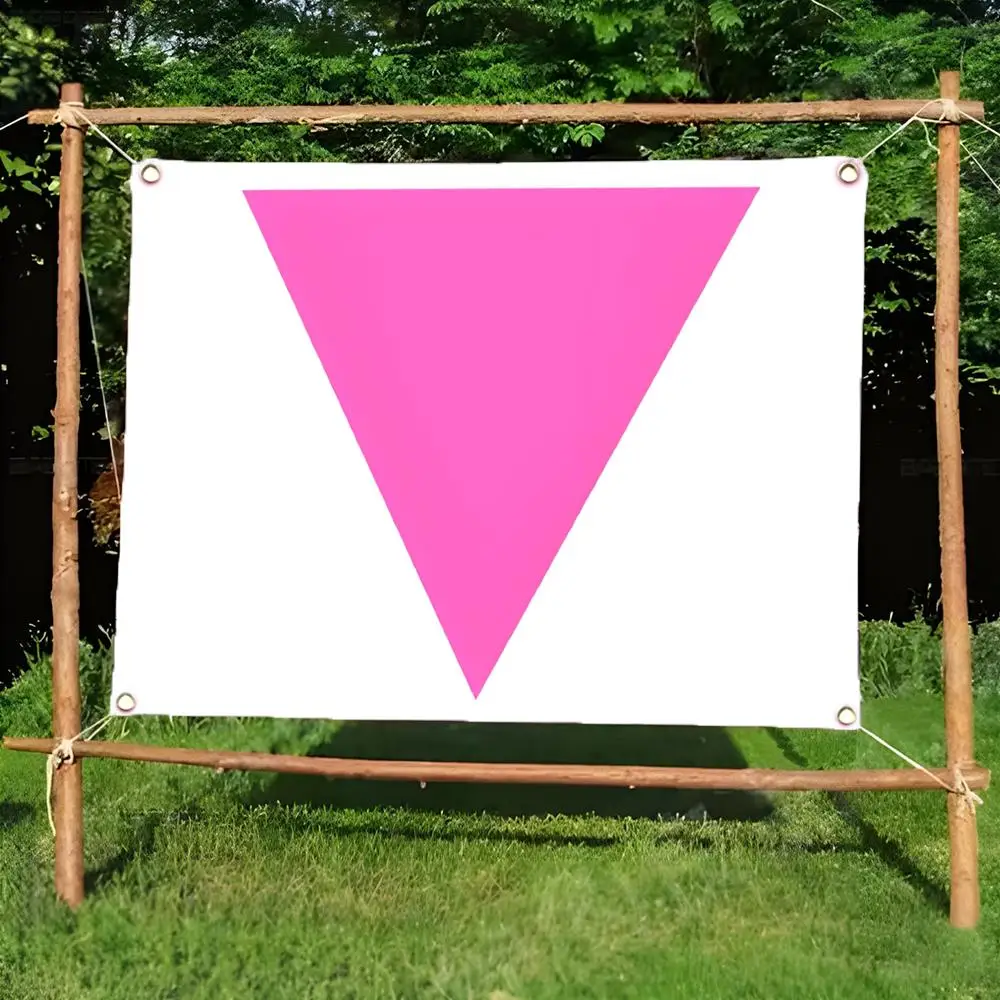 Historic Resilient pink T-triangle Pride Flags Borderless four-ring ornament indoor outdoor decoration effortless to hang