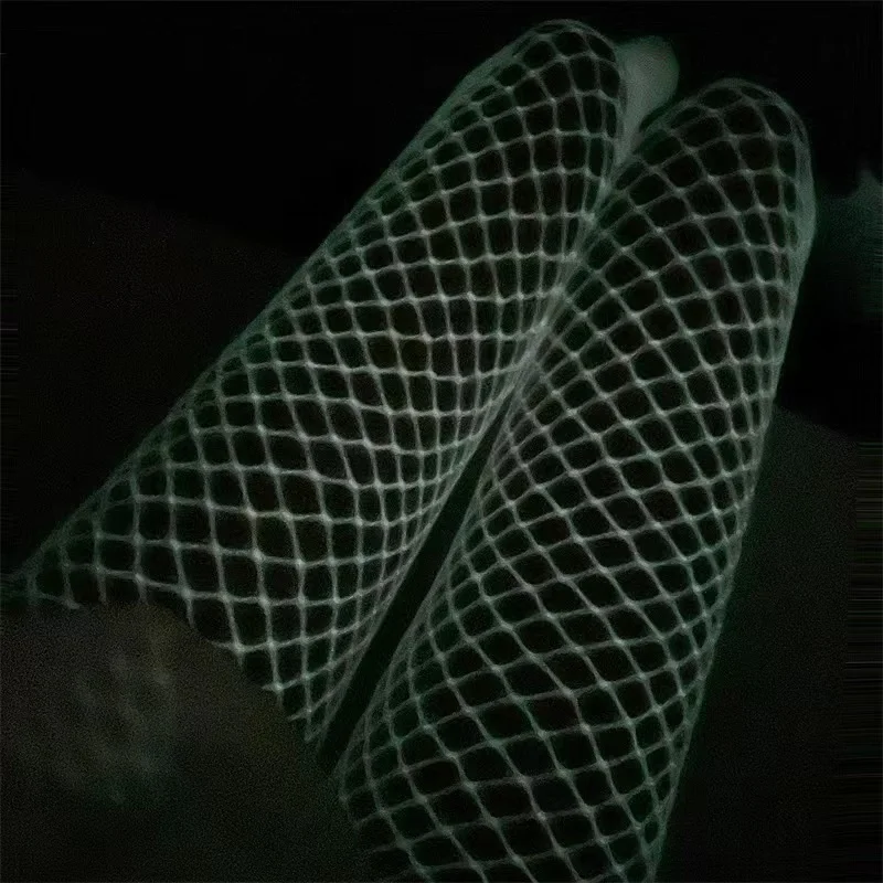 Luminous Fishnet Stockings for Moving One-pieces Mesh Leggings Tights High Waist Perspective Glow In The Dark Lingerie