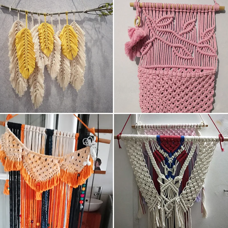 Ręcznie robiony wystrój w stylu Boho 4mm 100% kolorowy sznurek bawełniany RopeThread skręcony sznurek makrame DIY Home dekoracje ślubne dostaw 50