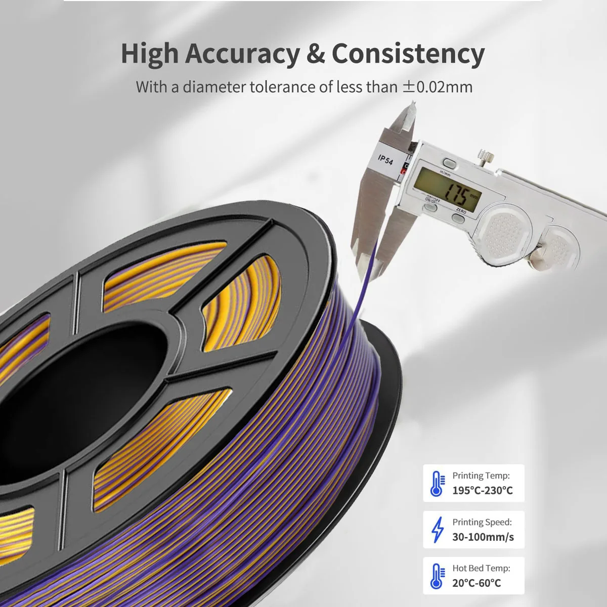 Silk PLA Filament 1.75mm Dual Color, Metal-Like Shiny 3D Printer Filament, Precision ±0.02mm, Fits Most FDM Printers