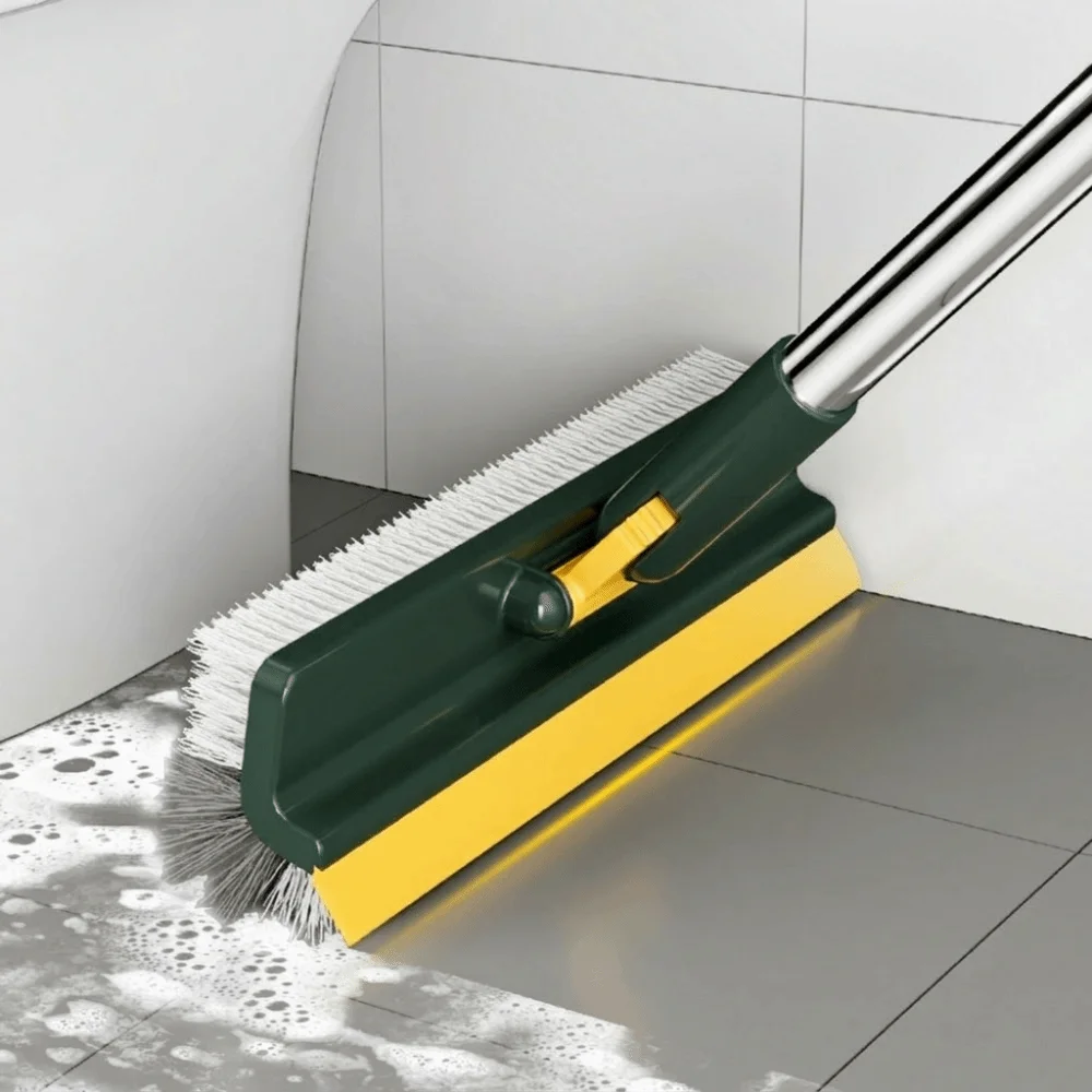 

Practical 5 in 1 Floor Scrub Brush Long Handle V-Shaped Bristles Groove Tile Cleaning Brush Plastic Squeegee Brush Kitchen