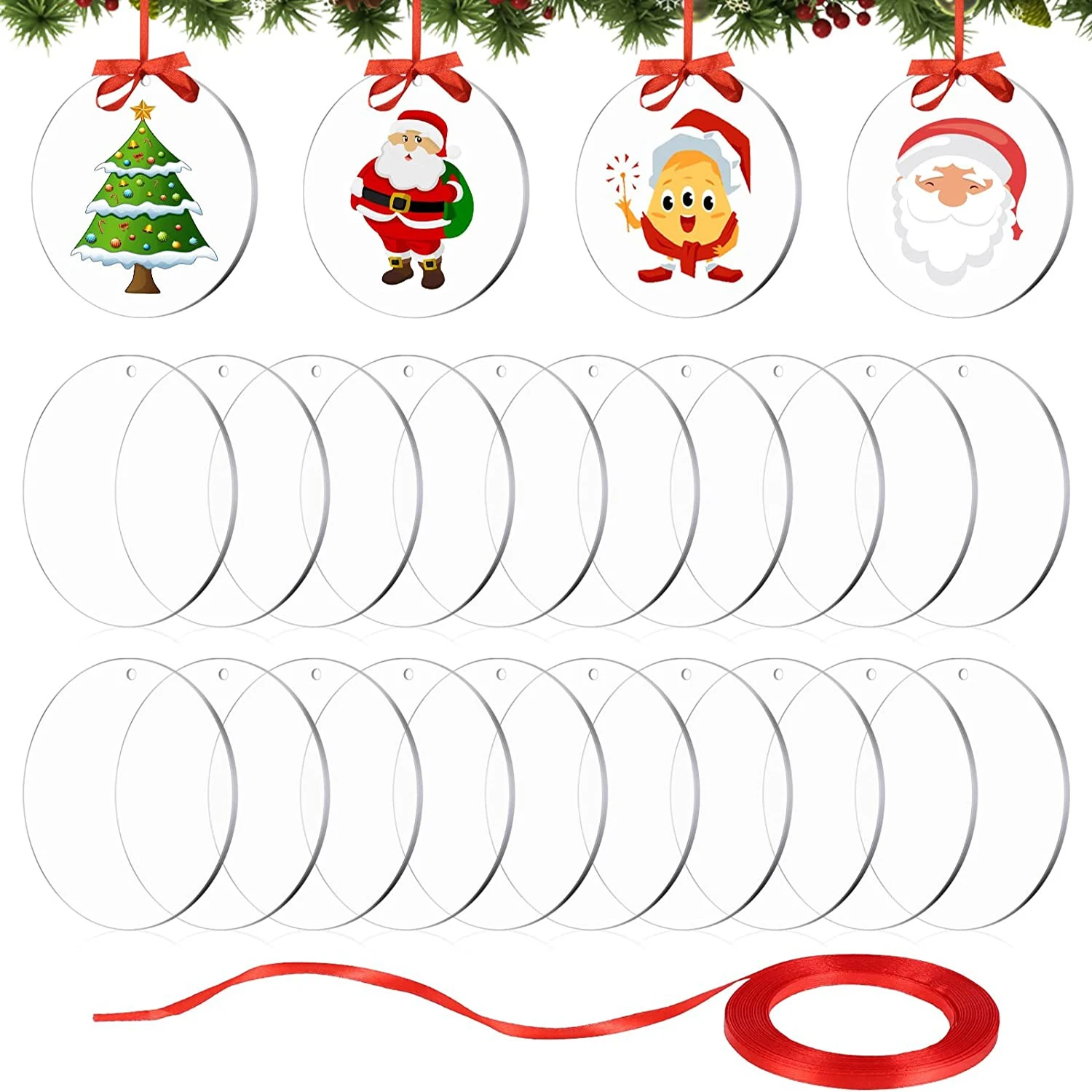 Acrylic Blanks 2 Inch,Clear Circle Acrylic Sheet with Hole,Round Disc for Cricut DIY Keychain and Craft Project,Christmas Gift