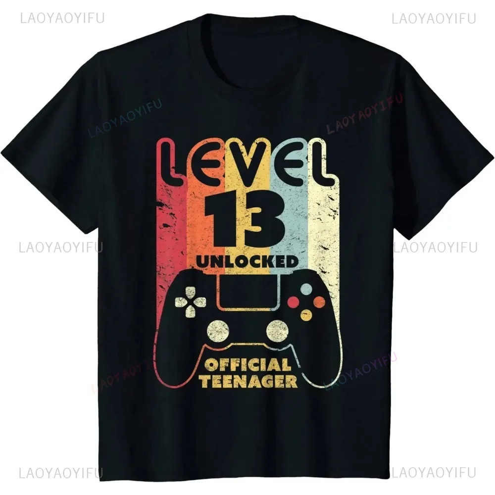 Level 13 Unlocked Official Teenager Printed Tees Fashion Casual Streetwear Hip-hop Hipster Loose O-neck Hot Sale Tops Tshirt