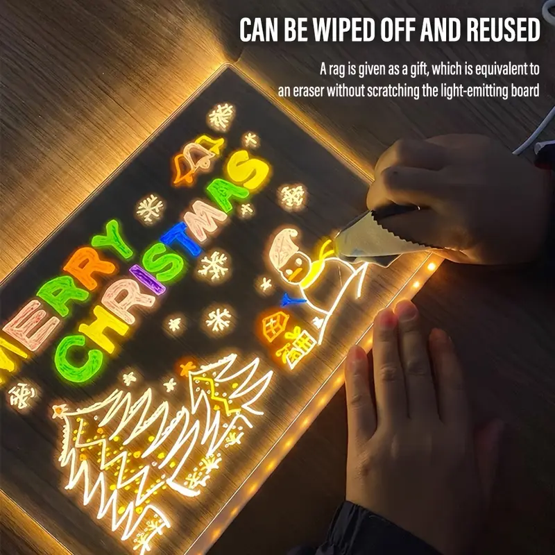 LED Note Board DIY Acrylic Night Light 7 Pens Drawing Board Rechargeable RGB Erasable Painting Drawing Boards Kids Birthday Gift - Image 6