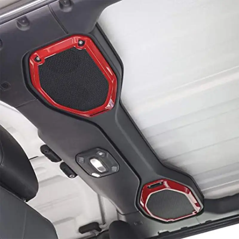 2PCS Car Interior Top Roof Speaker Cover Trim Decor Ring Sticker For 2018 - 2021 Jeep Wrangler JL Accessories Not Fit JK