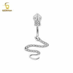 8-14mm 14G Titanium Curved Barbell Snake Belly Button Ring Women Girls Gothic Summer Body Jewelry Navel Piercing Nombril Bar