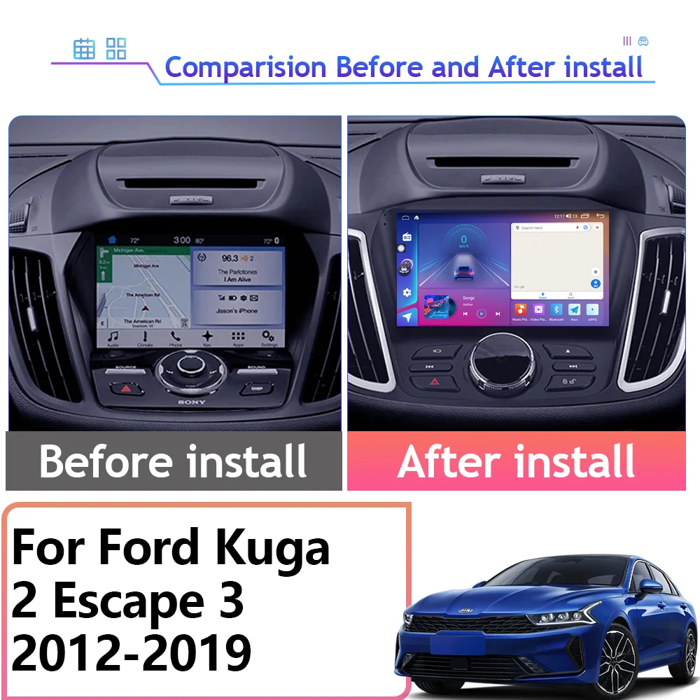 Car Radio Android 13 Carplay For Ford Kuga 2 Escape 3 2012-2019 Navigation GPS Android Auto Multimedia Player 5G Wifi No 2 din