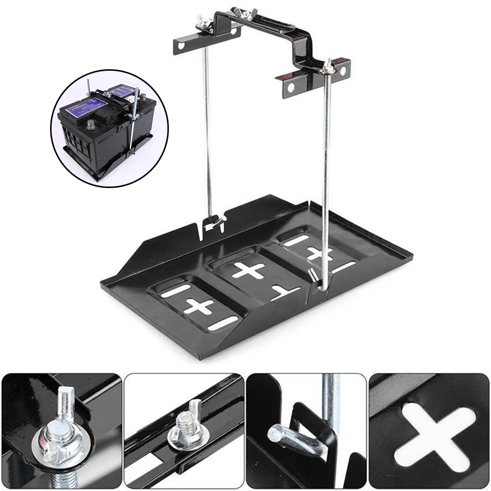 Car Battery Tray Clamp Hold Down Bracket High Bearing Capacity Tray Recessed Slot Commonly Used Battery Holder Universal