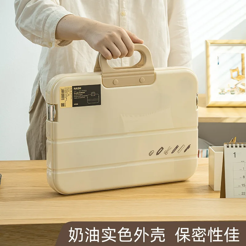 حقيبة مستندات بلاستيكية محمولة مطورة حديثًا، مجلد حقيبة الجهاز، حقيبة معلومات الخط A4، تخزين المواد الورقية للاختبار #1