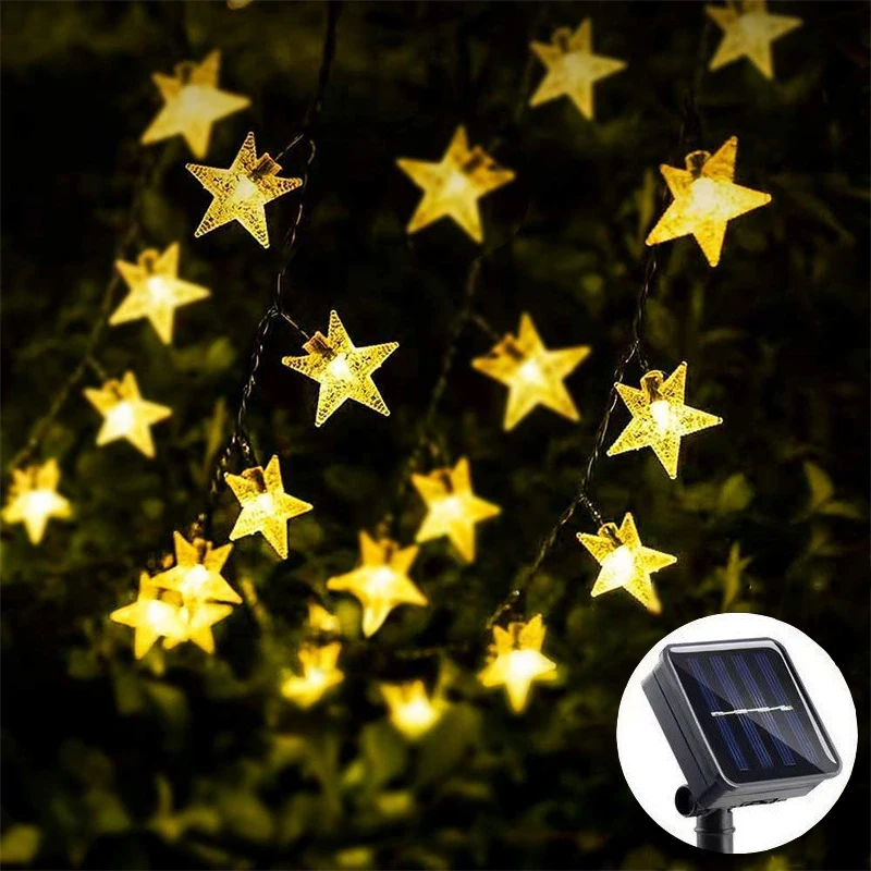 

Solar Star String Lights 8 Modes Outdoors Twinkle Fairy Lights Waterproof Star Twinkle Lights for Lawn Gardens Patio
