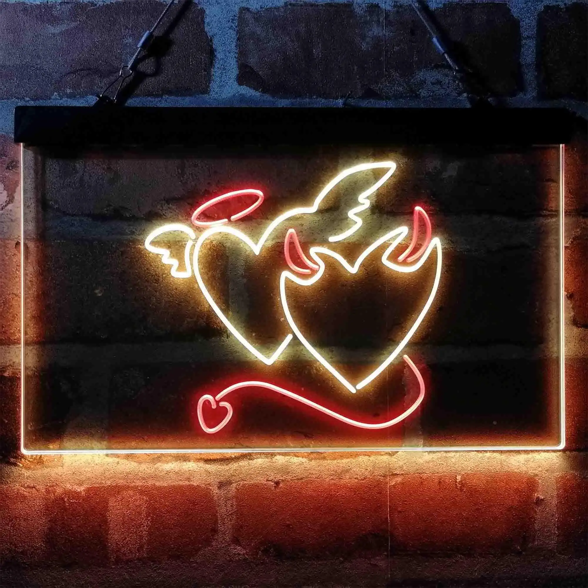 Angel and Devil Heart Love Dual Color Led Neon Sign st6-i4056