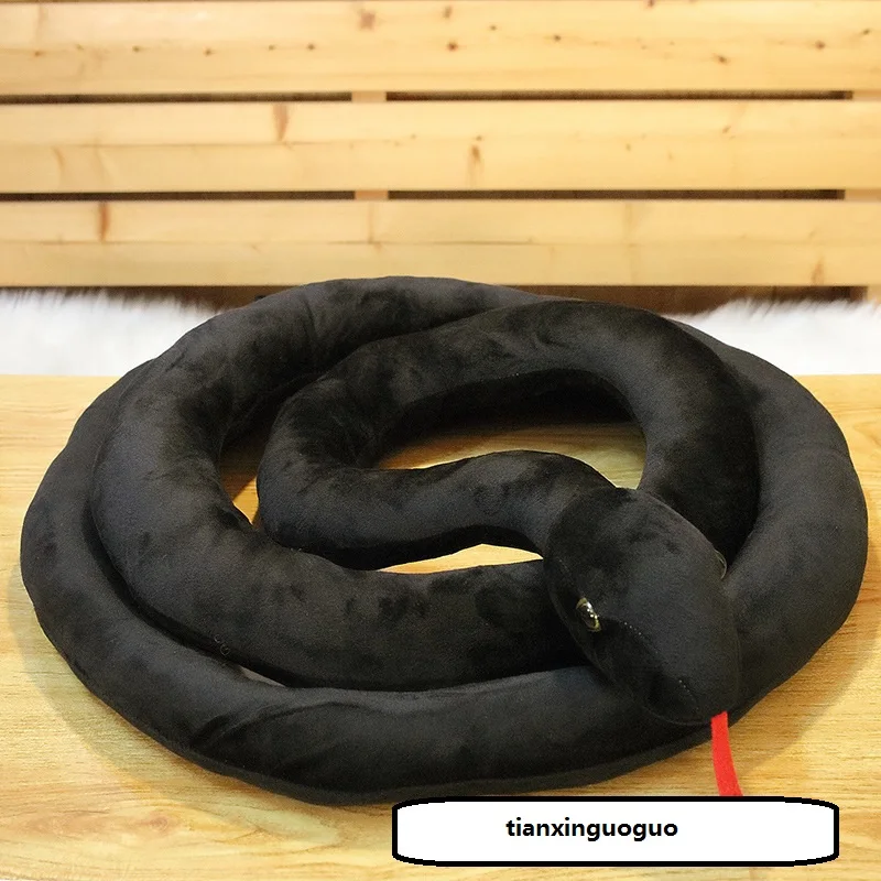 plush creative real life snake toy soft long black snake doll gift about 180cm