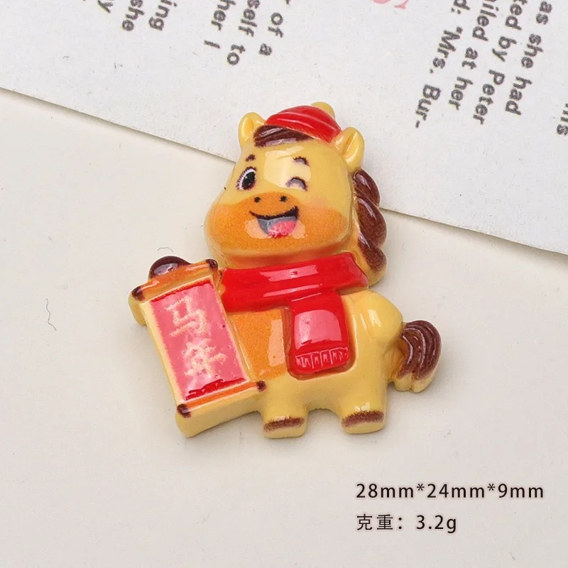 New Year Resin Baby Horse Cabochons Collection 10pcs Cute Cartoon Flat Back Animal Embellishments For Hair Bows Wholesale